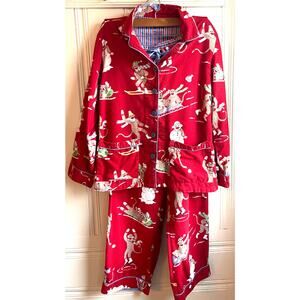 Nick & Nora Sock Monkey Holiday Flannel Pajama Set Women’s Small